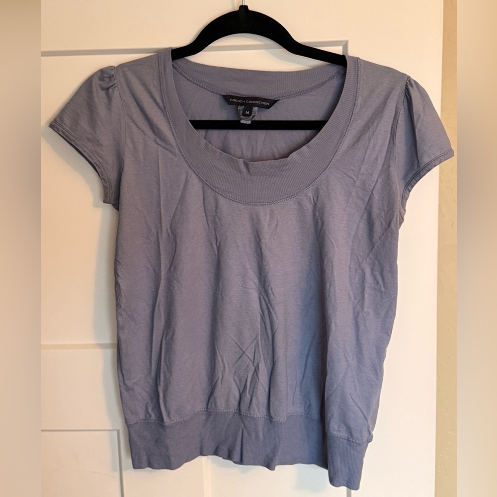 French Connection Blue Cap Sleeve Top - M